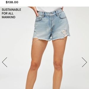 7 for All Mankind Monroe Cut offs in Cosmic blue rigid